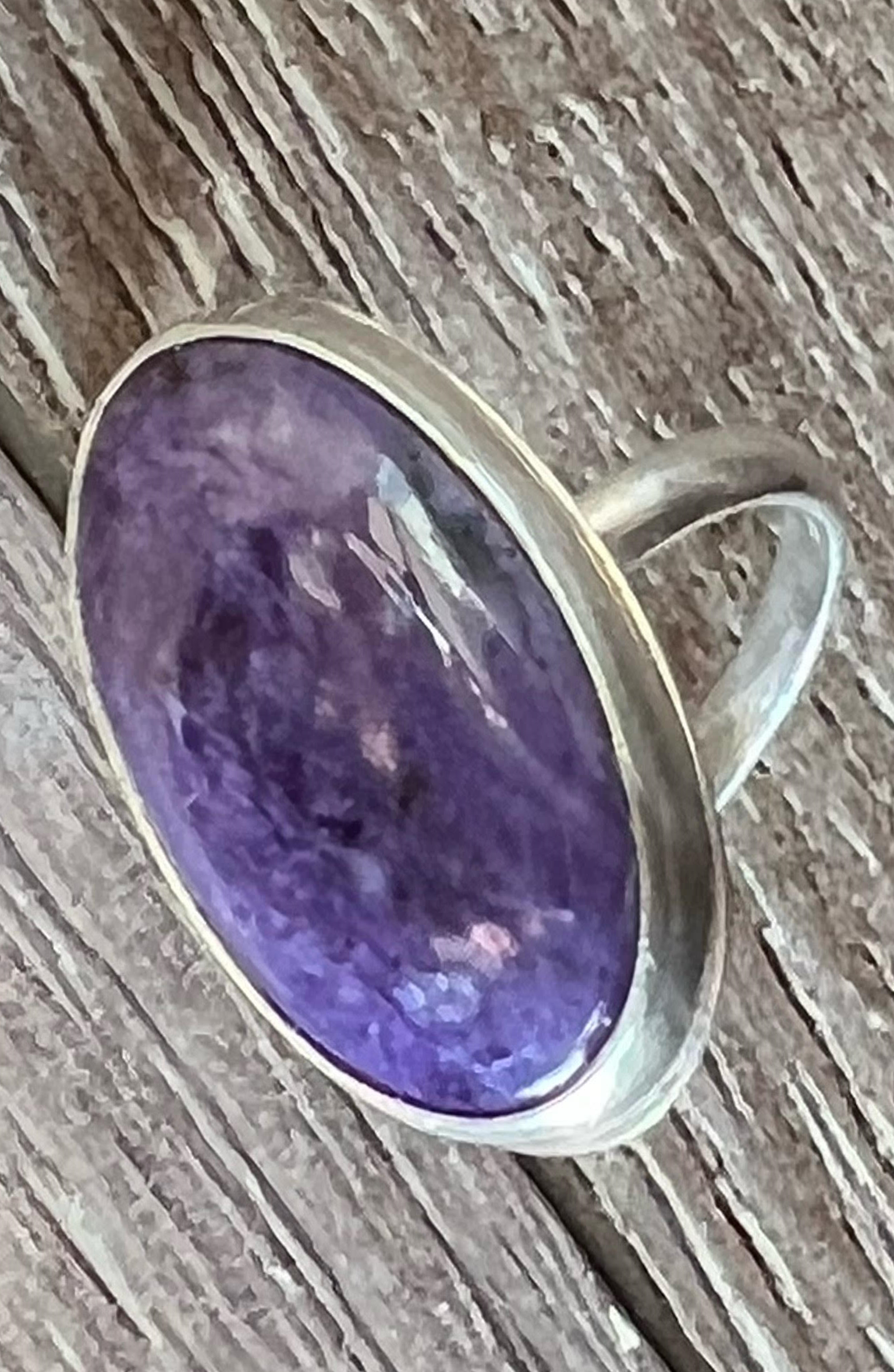 Silver ring with amethyst stone